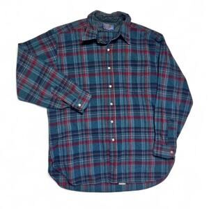 Pendleton Vintage 90s USA made Tartan Plaid Virgin Wool Button Shirt XL